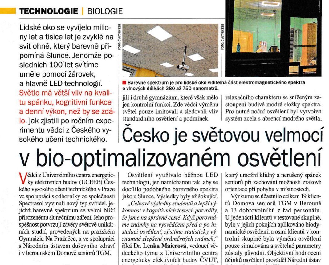 21.století: Česko je světovou velmocí v bio-optimalizovaném osvětlení